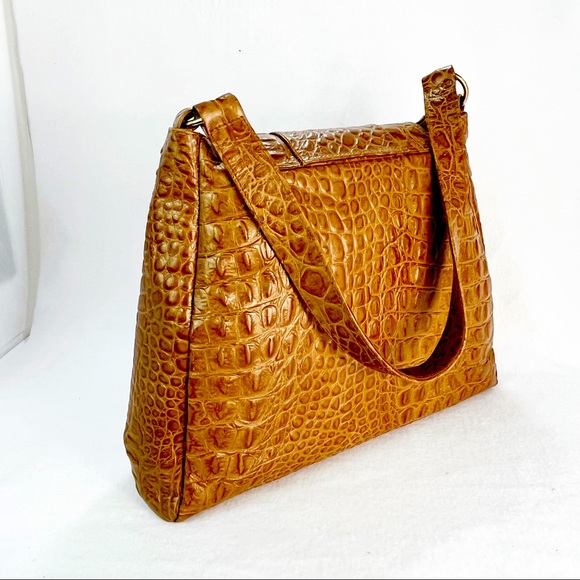 NWOT Tan Croc Leather Handbag - Picture 2 of 6